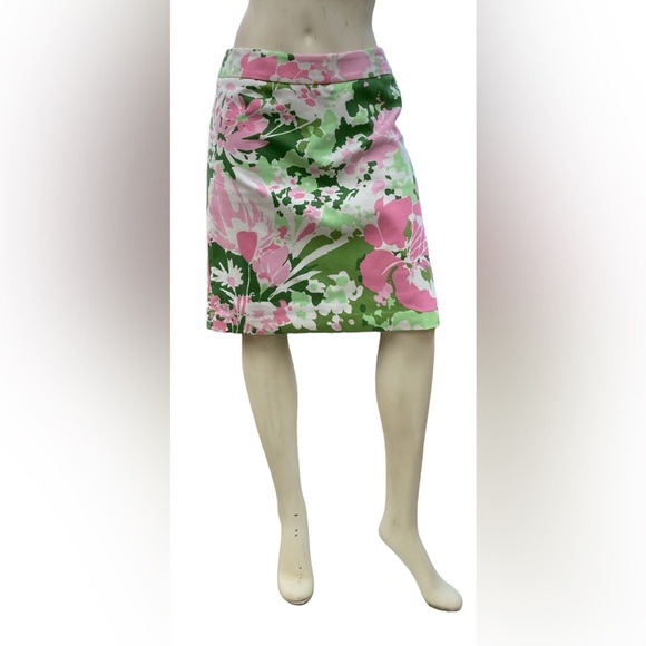 TALBOTS Multicolor Pink, Green & White Floral Canvas A-Line Midi Length Skirt, 8 - Picture 3 of 16